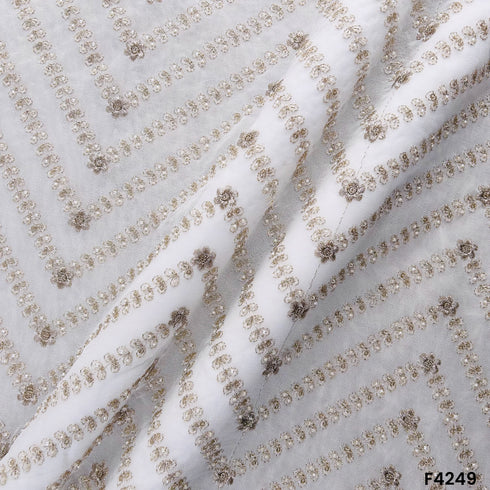 Dyeable Zari Cut Dana Embroidered Georgette Fabric- F4249