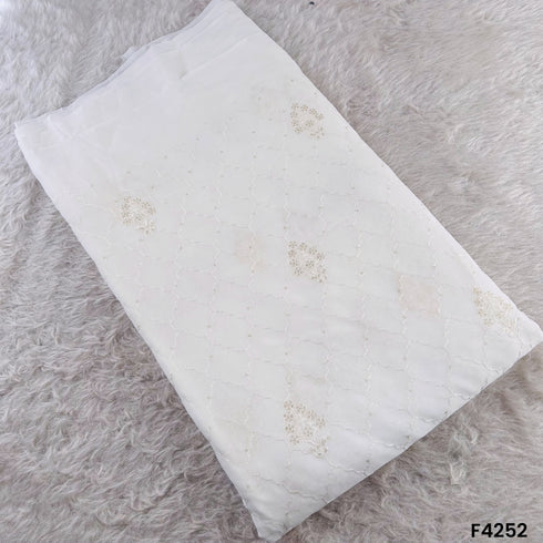 Dyeable Thread Sequins Embroidered Georgette Fabric- F4252