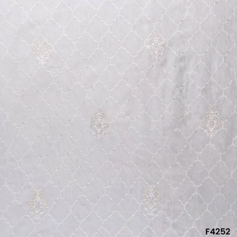 Dyeable Thread Sequins Embroidered Georgette Fabric- F4252