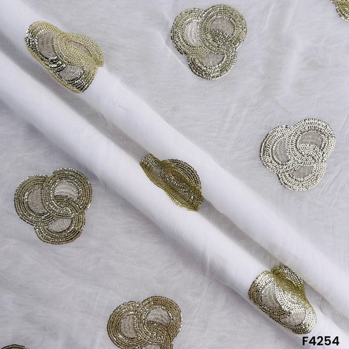 Dyeable Zari Sequins Georgette Fabric- F4254