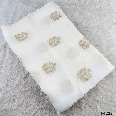 Dyeable Thread Sequins Embroidered Organza Fabric- F4222