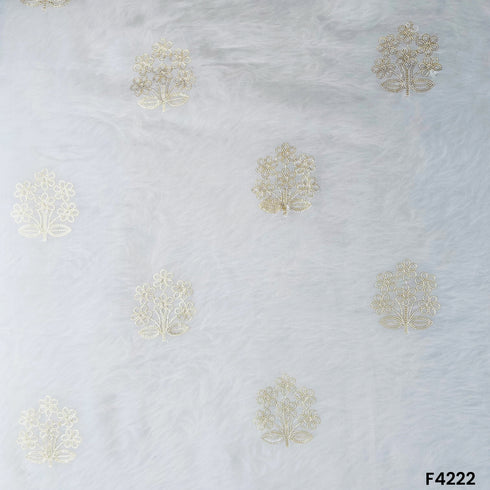 Dyeable Thread Sequins Embroidered Organza Fabric- F4222