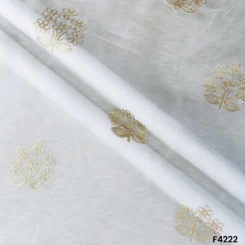 Dyeable Thread Sequins Embroidered Organza Fabric- F4222