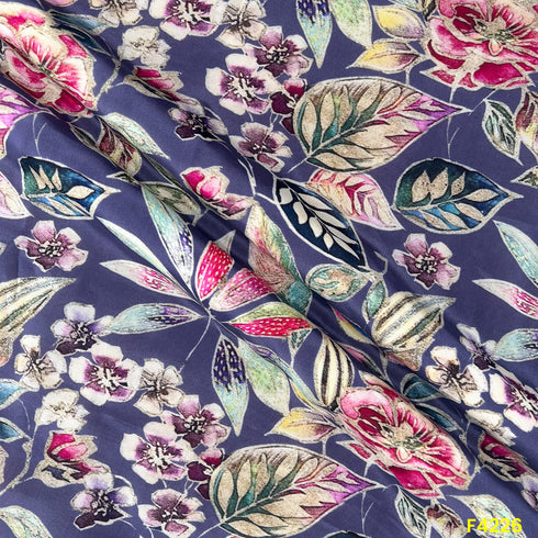 Floral Printed Viscose Crepe Fabric- F4226