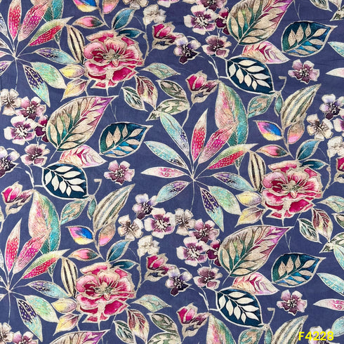 Floral Printed Mul cotton Fabric- F4228