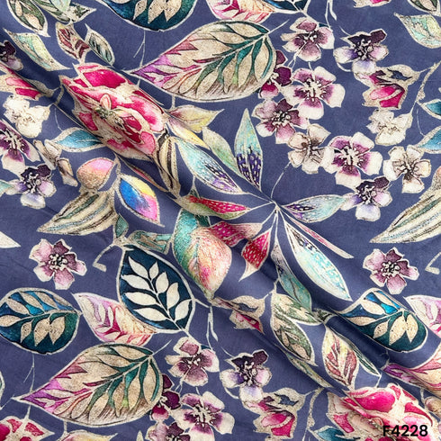 Floral Printed Mul cotton Fabric- F4228