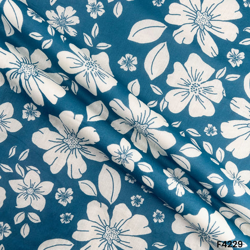 Floral Printed Mul cotton Fabric - F4229