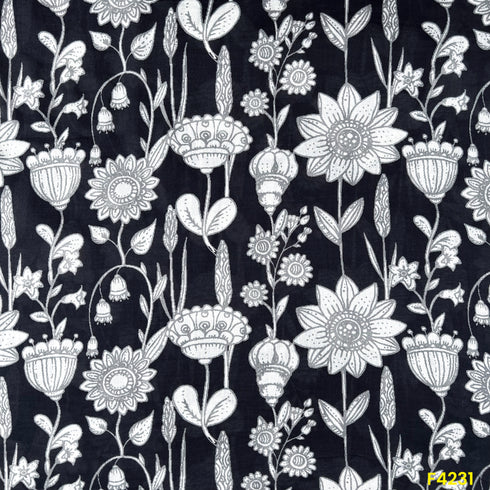 Floral Printed Mul cotton Fabric - F4231