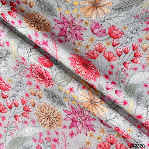 Floral Printed Viscose Crepe Fabric- F4232