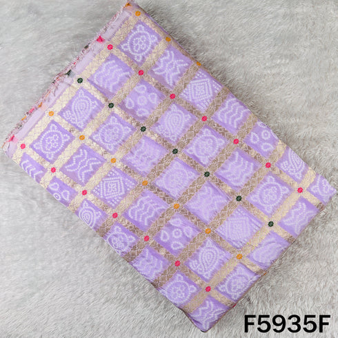 Zari Work Bandhani Print Dola Silk Fabric - F5935