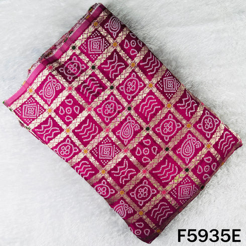 Zari Work Bandhani Print Dola Silk Fabric - F5935