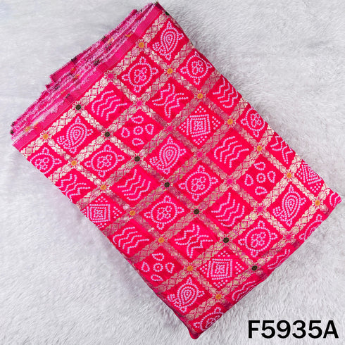 Zari Work Bandhani Print Dola Silk Fabric - F5935