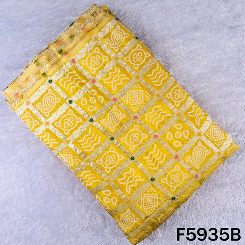 Zari Work Bandhani Print Dola Silk Fabric - F5935