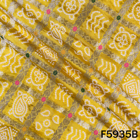 Zari Work Bandhani Print Dola Silk Fabric - F5935
