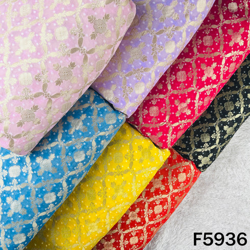 Zari Work Bandhani Print Georgette Fabric - F5936