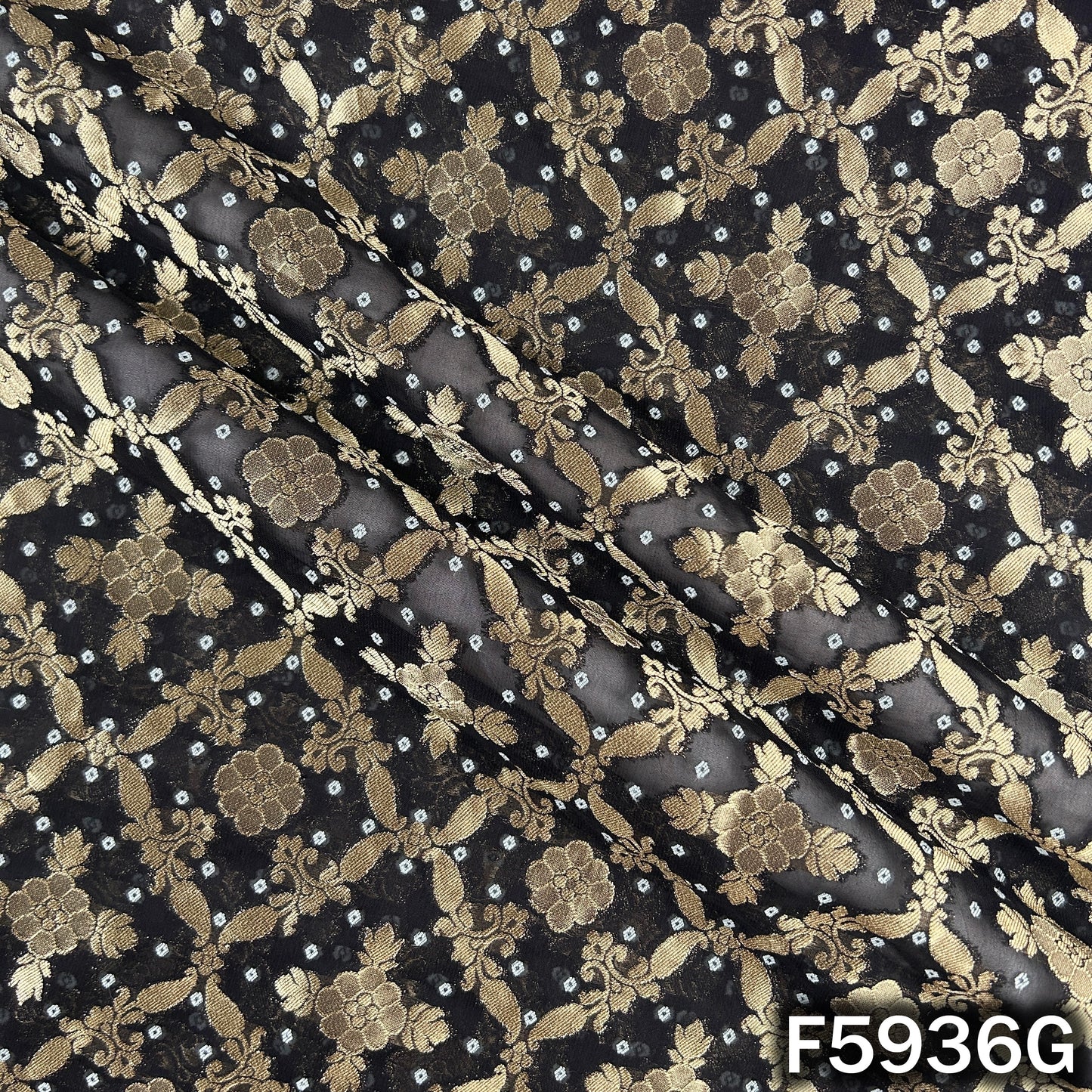 Zari Work Bandhani Print Georgette Fabric - F5936