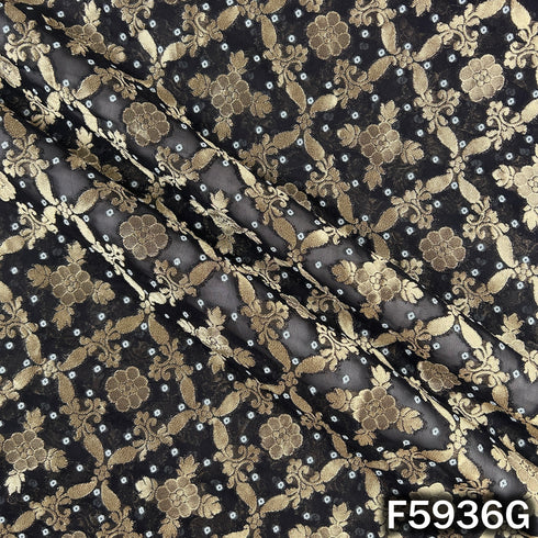 Zari Work Bandhani Print Georgette Fabric - F5936