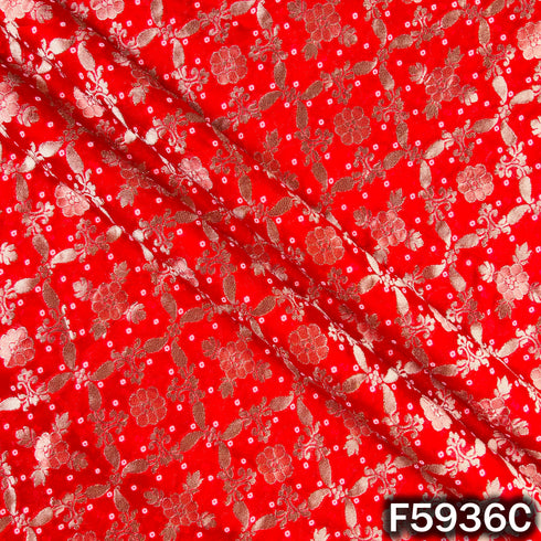 Zari Work Bandhani Print Georgette Fabric - F5936
