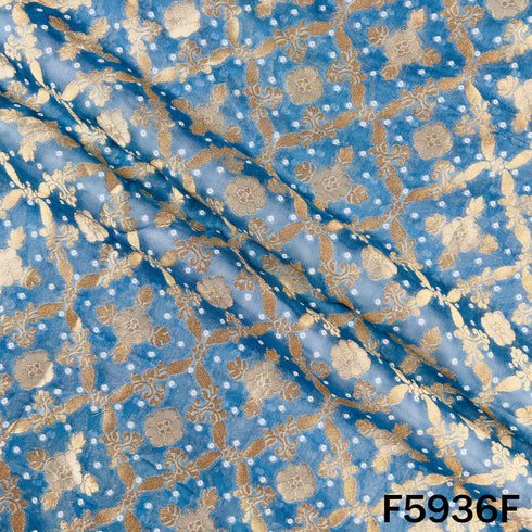 Zari Work Bandhani Print Georgette Fabric - F5936