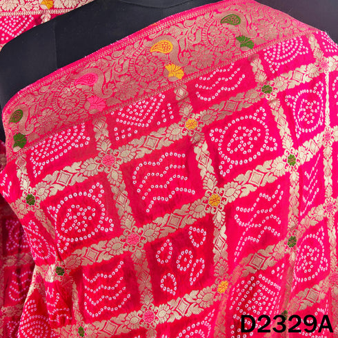 Zari Work Bandhani Print Dola Silk Dupatta - D2329