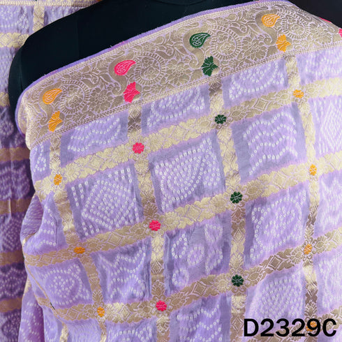 Zari Work Bandhani Print Dola Silk Dupatta - D2329