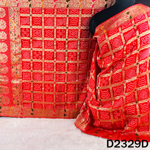 Zari Work Bandhani Print Dola Silk Dupatta - D2329