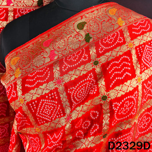 Zari Work Bandhani Print Dola Silk Dupatta - D2329