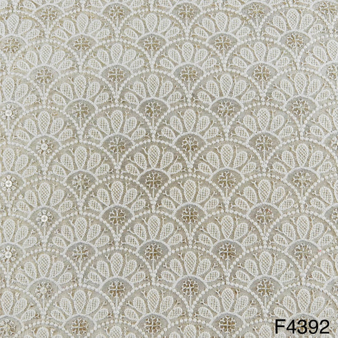 Dyeable Thread Sequins Embroidered Shimmer Tissue Fabric-F4392