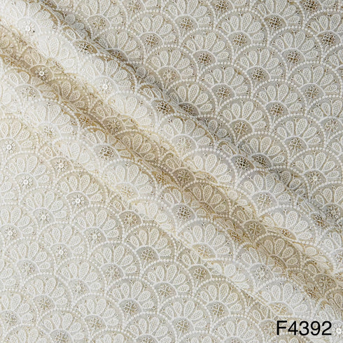 Dyeable Thread Sequins Embroidered Shimmer Tissue Fabric-F4392