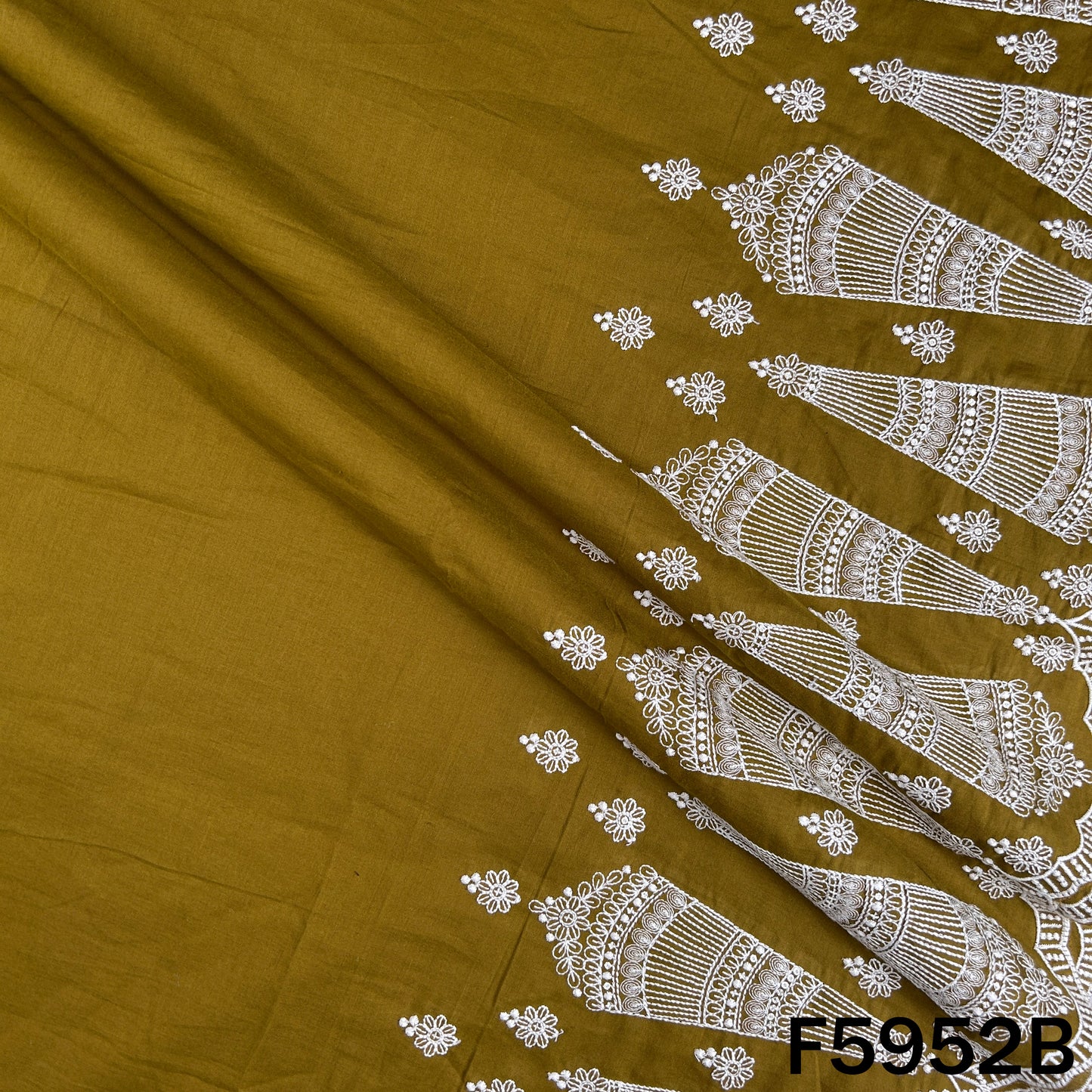 Digital Print Thread Embroidered Cotton Fabric - F5952