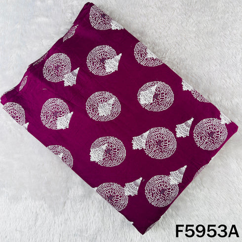 Digital Print Thread Embroidered Cotton Fabric - F5953