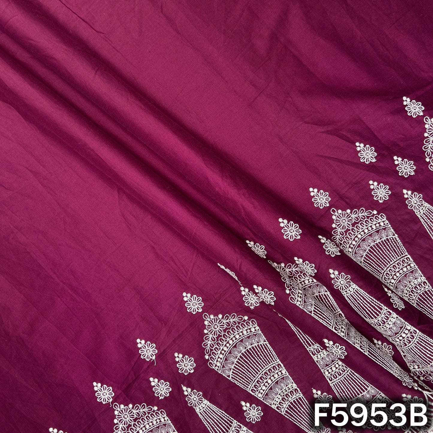 Digital Print Thread Embroidered Cotton Fabric - F5953