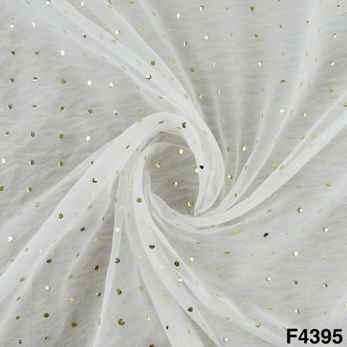 Dyeable Gold Pasted Mukaish Organza Fabric-F4395