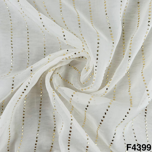 Dyeable Gold Pasted Mukaish Organza Fabric-F4399