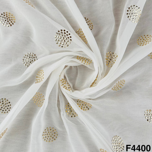 Dyeable Gold Pasted Mukaish Georgette Fabric-F4400