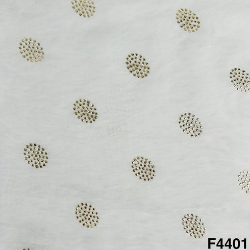 Dyeable Gold Pasted Mukaish Organza Fabric-F4401