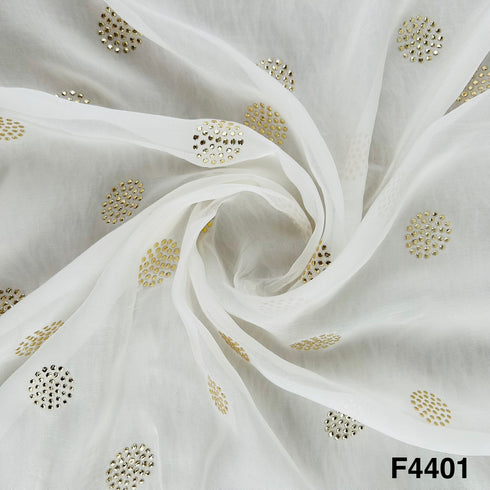 Dyeable Gold Pasted Mukaish Organza Fabric-F4401