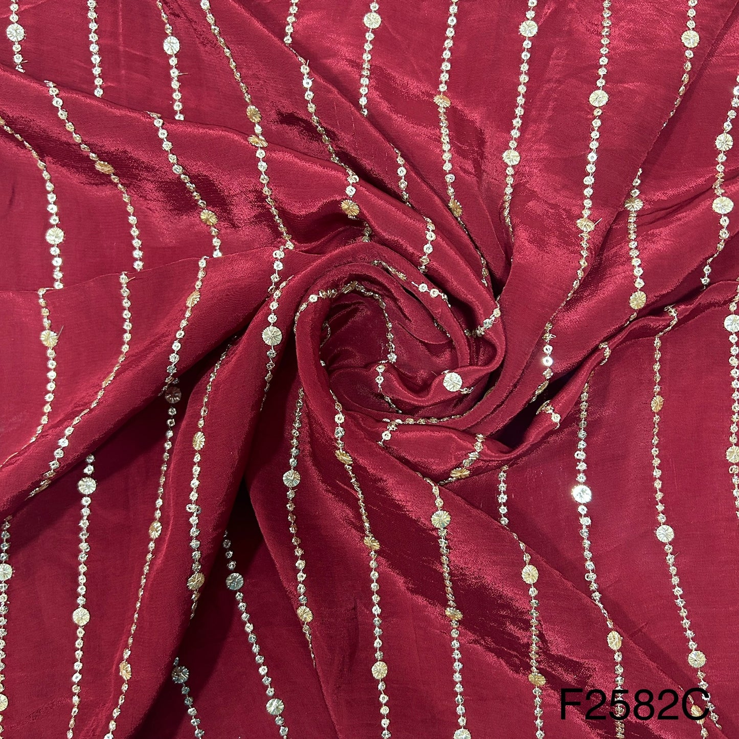 Zari sequins Crepe Fabric-F2582