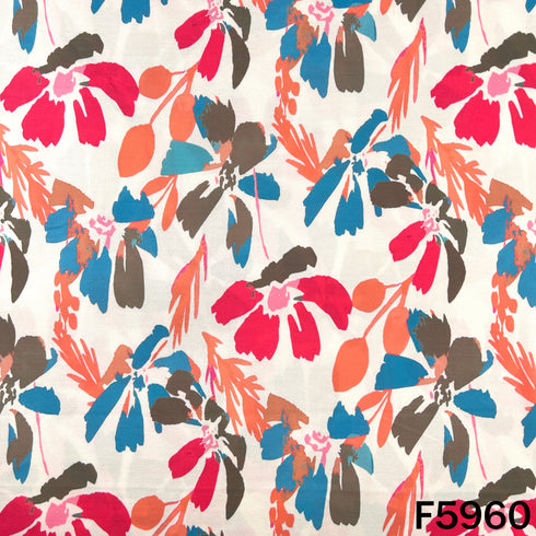 Floral Print Muslin Cotton Fabric - F5960