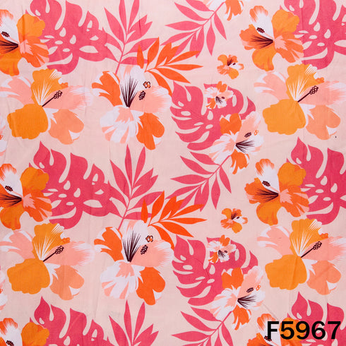 Floral Print Muslin Cotton Fabric - F5967