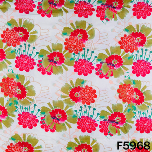 Floral Print Muslin Cotton Fabric - F5968