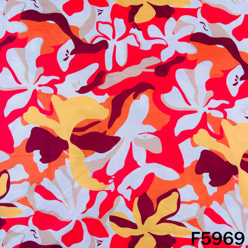 Floral Print Muslin Cotton Fabric - F5969