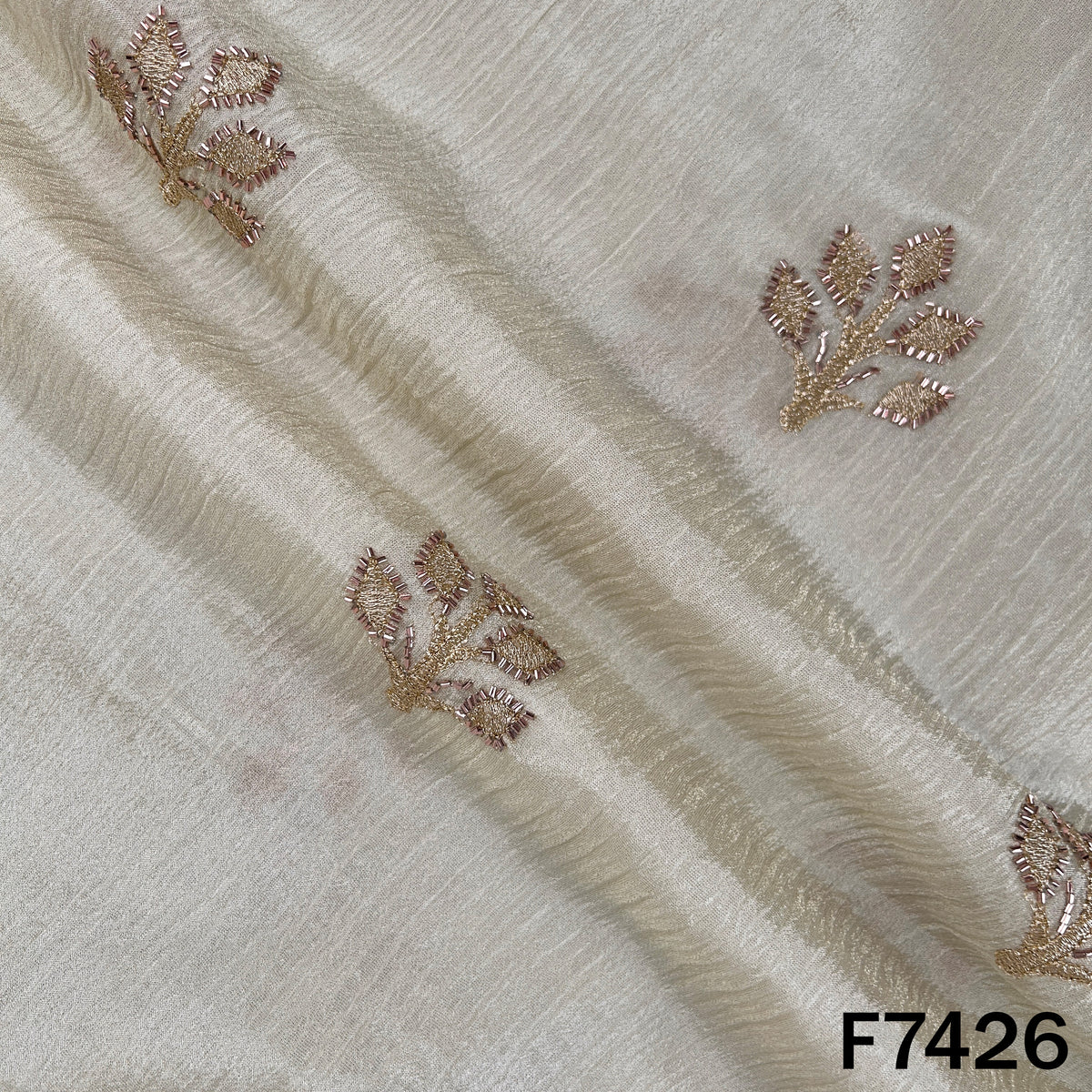 Dyeable Cut Dana Zari Work Shimmer Tissue Fabric - F7426
