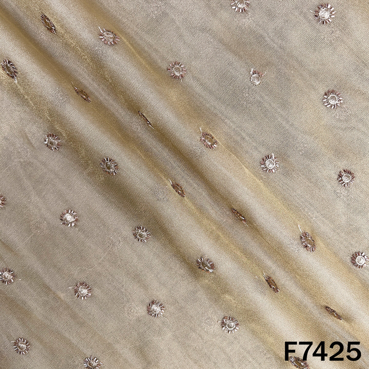 Dyeable Cut Dana Zari Work Shimmer Tissue Fabric - F7425
