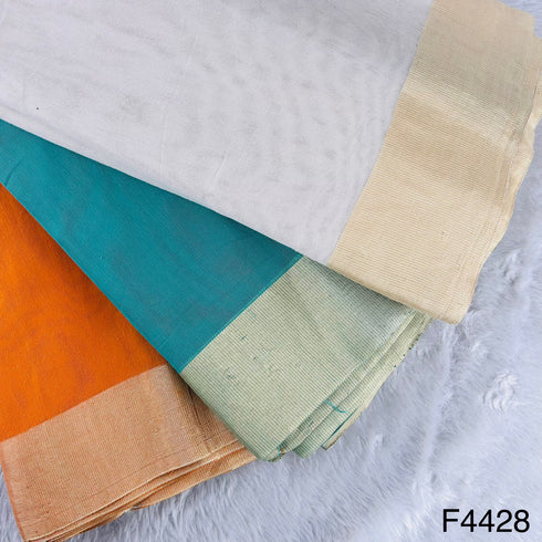Zari Border Work Linen Kota Fabric-F4428