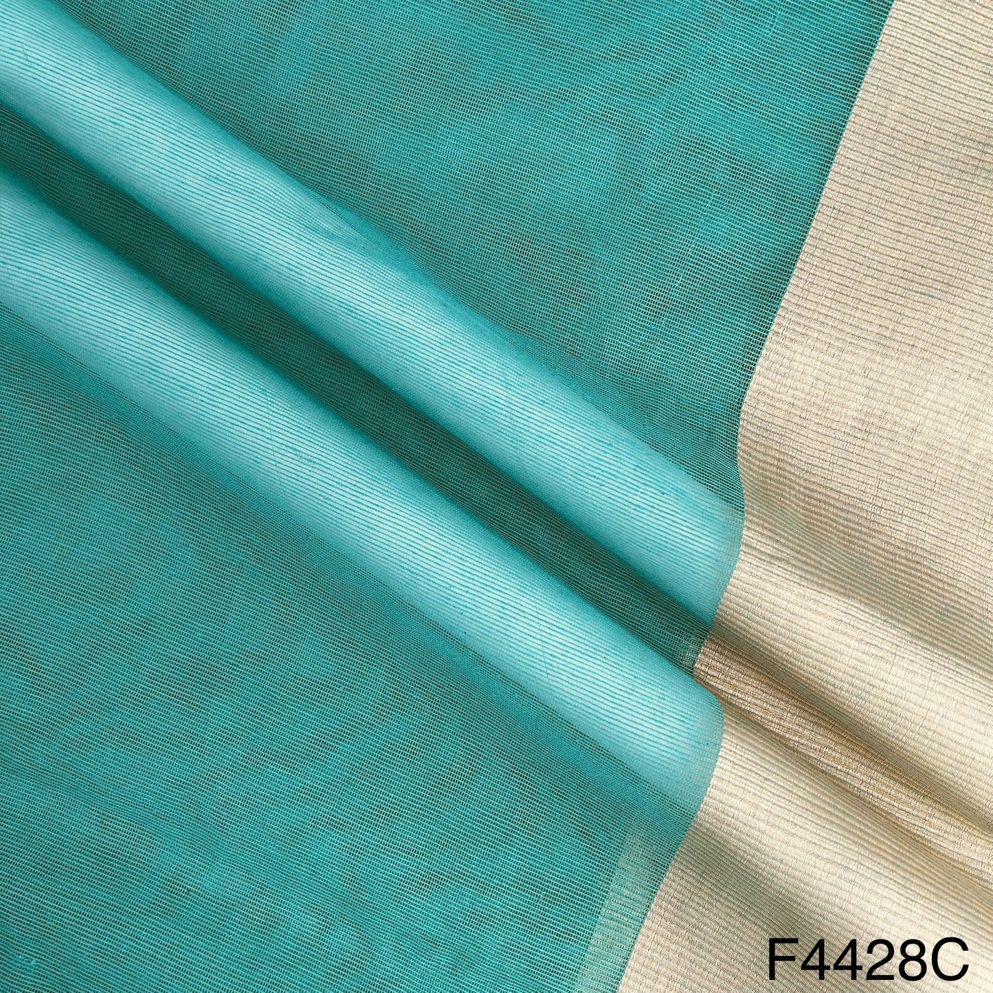 Zari Border Work Linen Kota Fabric-F4428