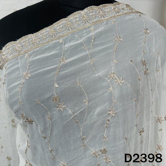 Dyeable Zari Sequins Embroidered Georgette Dupatta - D2398