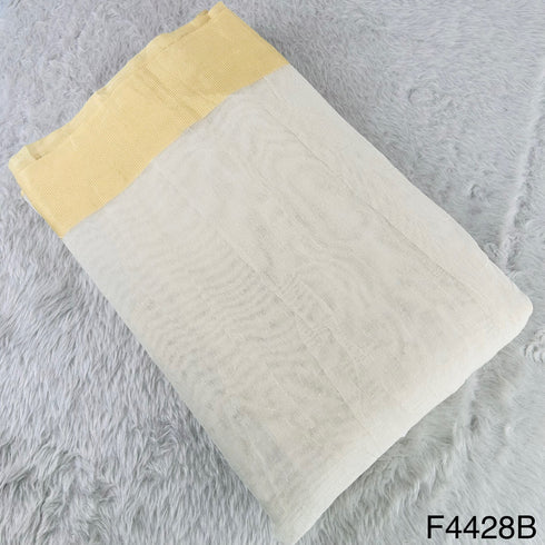 Zari Border Work Linen Kota Fabric-F4428