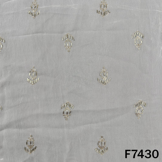 Dyeable Cut Dana Zari Sequins Work Georgette Fabric - F7430