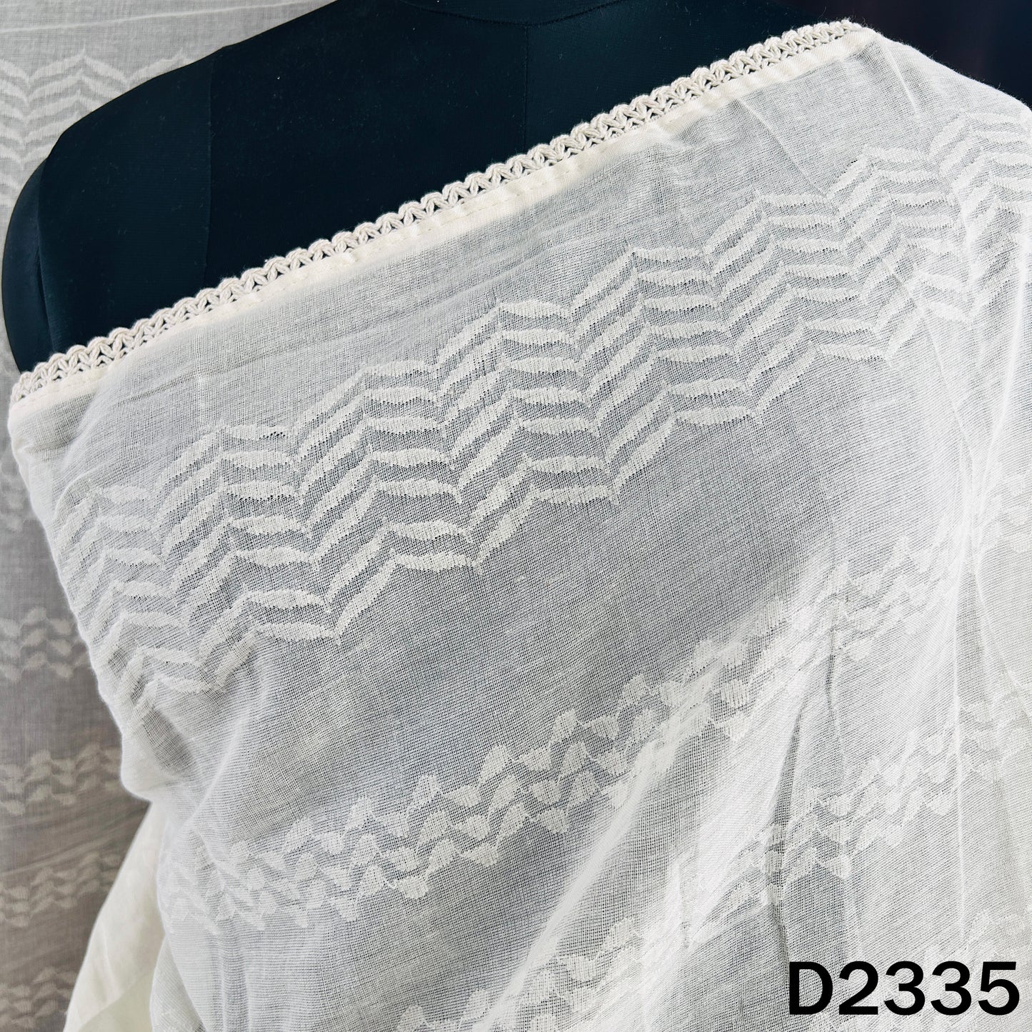 Dyeable Self Work Kora Cotton Dupatta - D2335